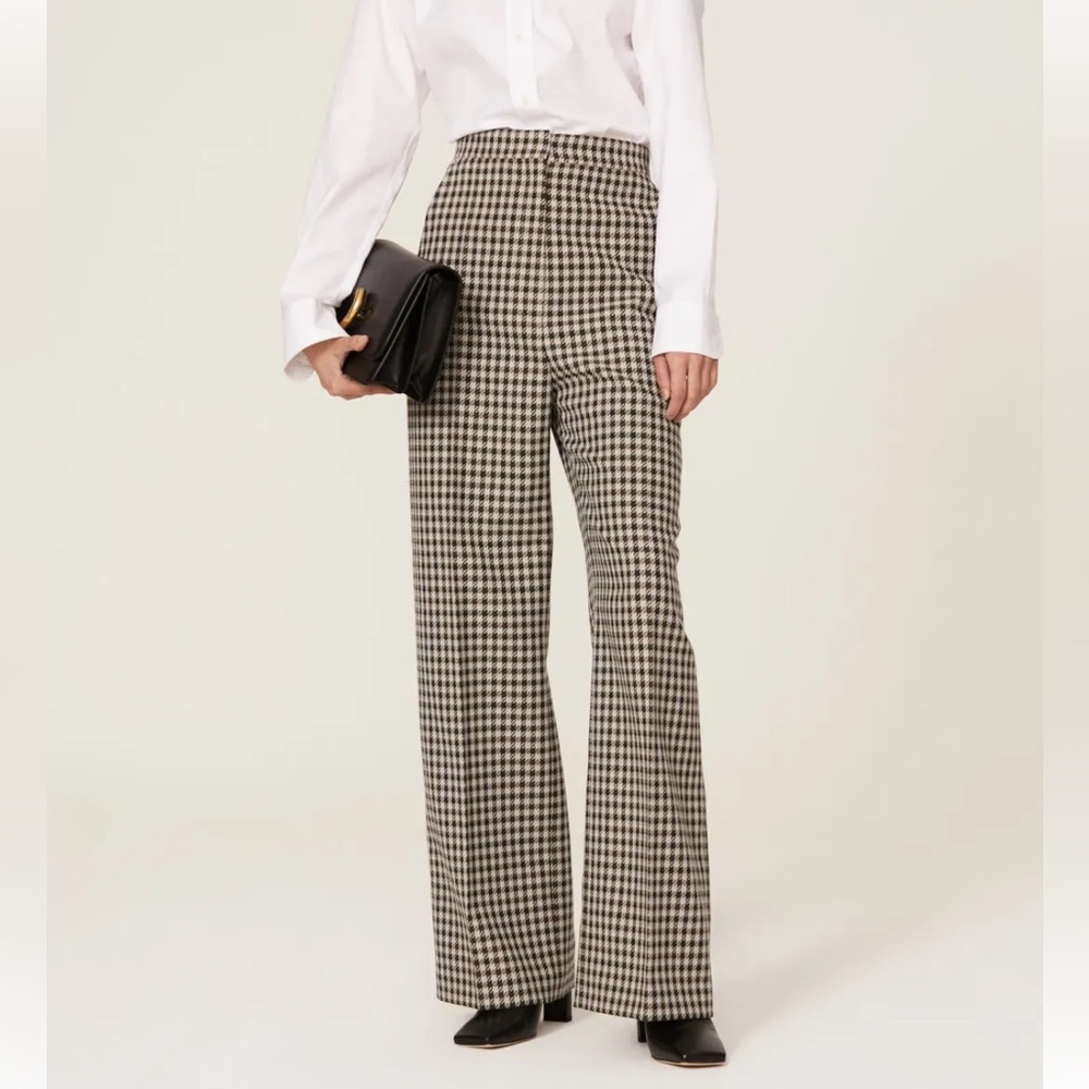 Boss Hugo Boss Virgin Wool High Waisted Dress Pants Trousers Plaid Size 4 - Picture 2 of 12
